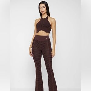 Maniere De Vior Brown Knit Two Piece Set